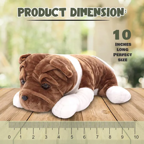 Miniatura 3 de Plushland Juguetes de peluche realistas para cachorros, figuras de felpa navideñas para niños, bebés para jugar (Bulldog 10 pulgadas)