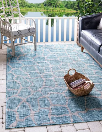 Miniatura 12 de Unique Loom Outdoor Safari Collection - Alfombra de área - Jirafa (2' x 6' 1" camino, azul/gris)