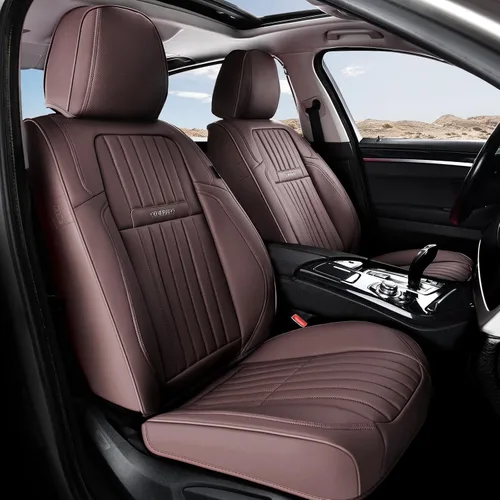 Miniatura 51 de Coverado Fundas de Asiento Delantero para Automóvil, 2 Piezas Fundas de Asiento de Cuero para Automóviles, Protector de Asiento de Automóvil Solo