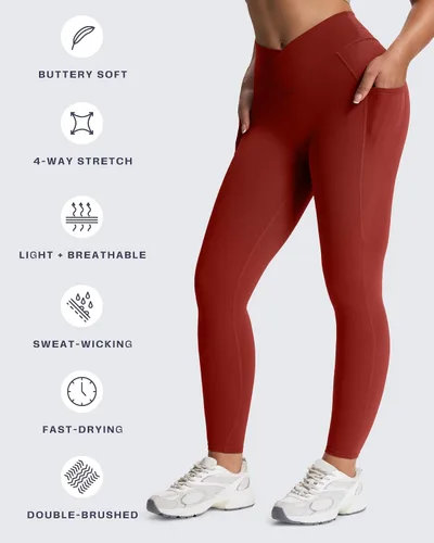 Miniatura 61 de Aoxjox Trinity - Pantalones de yoga de cintura alta con bolsillos para mujer, control de abdomen, cintura cruzada, leggings de entrenamiento suaves