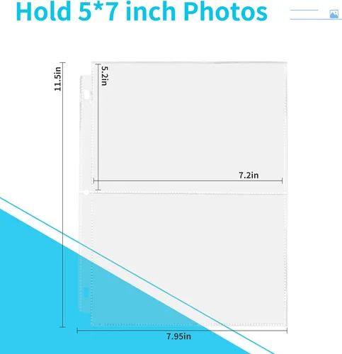 Miniatura 2 de Fabmaker Paquete de 30 fundas de fotos para carpeta de 3 anillas (5 x 7, para 120 fotos), protectores de páginas de fotos de 5 x 7 pulgadas, páginas