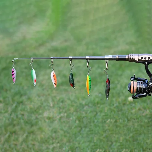 Miniatura 2 de EXAURAFELIS 10/30 piezas Señuelo de pesca Spinnerbait con Ganchos Triples Plumados Señuelos de Cola de Gallo Señuelos de Cuchara para Lubina Salmón