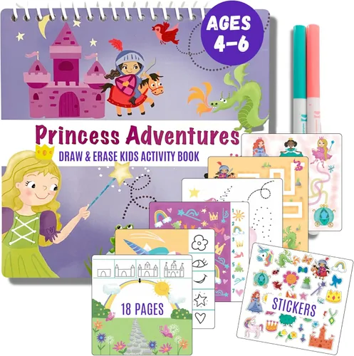Miniatura 10 de Libro de Actividad Educativa de Viaje para Niños Totebook con Marcadores Lavables - Actividades de Auto y Avión, Juguetes Educativos para Niños