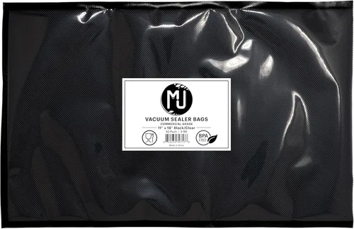 MJ Bolsas selladoras al vacío de grado comercial para almacenamiento de alimentos, Sous Vide | Paquete de 50 (11" x 18" 5 mil, negro y transparente)