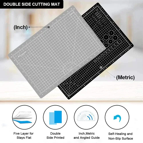 Miniatura 4 de Headley Tools Tapete de Corte Autorreparable Engrosado de 18"x12", Tapete de Costura de Corte Rotativo A3 para Manualidades, Tabla de Corte de Mesa