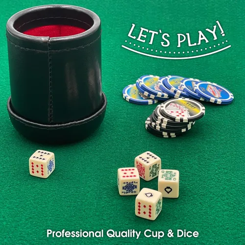 Miniatura 3 de CHH SS-CQG-7815 - Taza de cuero de lujo con 5 dados de póquer