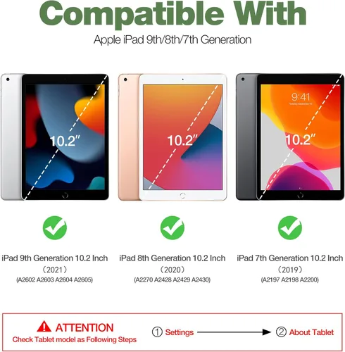 Miniatura 2 de Dexnor Funda para iPad de 9ª/8ª/7ª generación de 10.2 pulgadas, [protector de pantalla y soporte integrados] con soporte para bolígrafo, resistente
