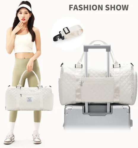 Miniatura 8 de Bolsa de viaje de fin de semana para mujeres y hombres, bolsa de transporte para la noche, bolsa de hospital, bolsa de gimnasio con compartimento