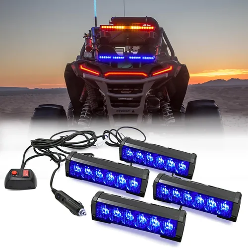 Miniatura 8 de 2 x 6 LED con 9 modos de advertencia para el tráfico - Luces estroboscópicas impermeables para auto, para interior, techo, salpicaderas, parabrisas