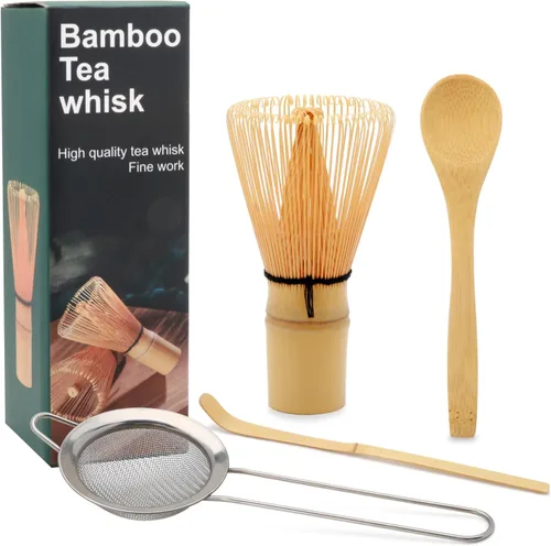 Miniatura 8 de Juego de batidor de matcha, juego de 11 piezas, kit de matcha, batidor hecho de bambú 100% natural, juego de 11 componentes para todas tus Blanco