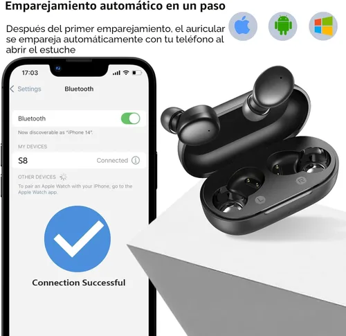 Miniatura 3 de kurdene Auriculares inalámbricos Bluetooth de 5.3 pulgadas, auriculares ligeros, sonido de graves profundos, micrófonos integrados, auriculares