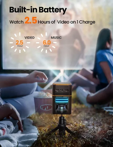 Miniatura 9 de Mini proyector con WiFi 5G, proyector pequeño HD de 1080P de corto alcance con trípode, proyector al aire libre para teléfono, proyector portátil