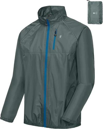 Miniatura 2 de Little Donkey Andy Chaqueta impermeable de ciclismo para hombre, chaqueta de lluvia para golf, cortavientos, ultraligera, gris plegable, talla XL