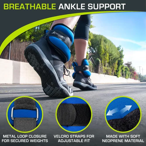 Miniatura 3 de ProsourceFit Ankle/Wrist and Arm/Leg Weights Set of 2, Adjustable Strap 1 lb-5 lb, Adjustable Weight 15 lb, 10 lb, 7 lb for Men and Women Azul