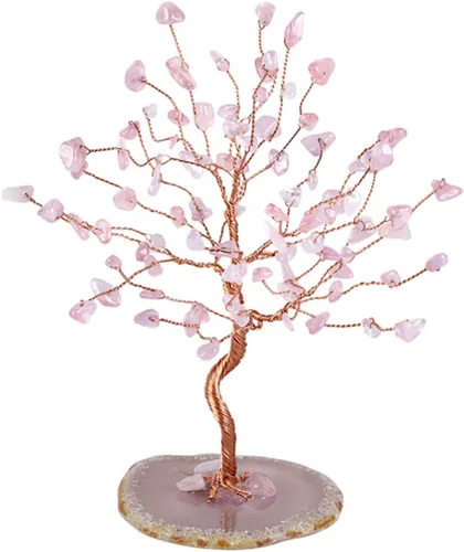 Miniatura 6 de TUMBEELLUWA Árbol de dinero de cristal curativo con rodajas de ágata, pulido de piedras preciosas pulidas, árbol bonsái, Feng Shui, decoración