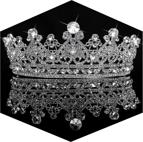 Miniatura 9 de TOBATOBA - Tiaras y coronas para mujer; tiara nupcial de cristal para novia; corona de reina princesa real; tocados de quinceañera para 15 años