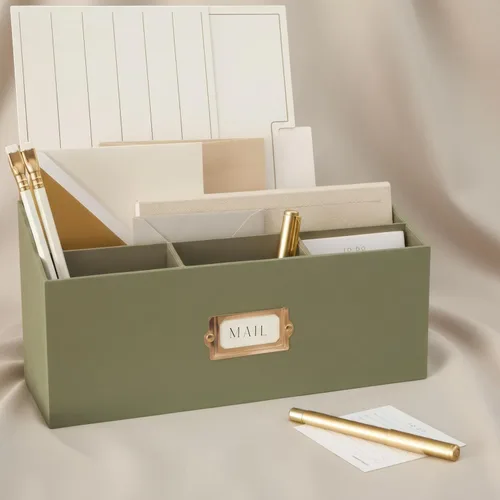 Miniatura 10 de KIBAGA Elegante organizador de correo de lino para tu encimera: organiza fácilmente bolígrafos, correo y más en espaciosos compartimentos