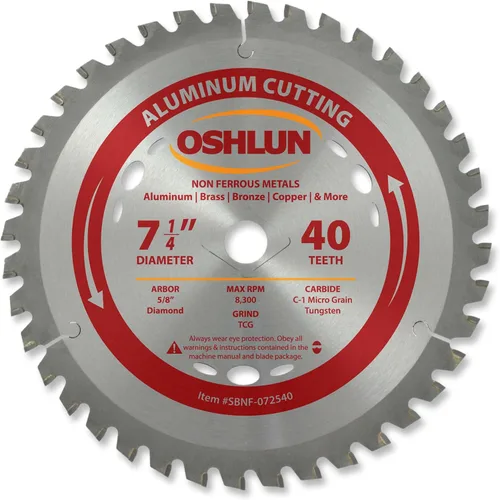 Miniatura 2 de Oshlun SBNF-072560 Hoja de sierra TCG de 60 dientes de 7-1/4 pulgadas con eje de 5/8 pulgadas (diamante Knockout) para aluminio y metales no ferrosos