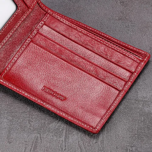 Miniatura 58 de HISCOW Billeteras plegables de cuero de grano completo para hombres, billetera minimalista delgada para hombre, regalos para papá, cumpleaños, día