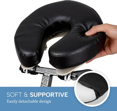 Miniatura 4 de ZENY Silla de masaje portátil, silla de terapia de spa de tatuaje, ajustable, negro, cuero PU, aluminio, estilo moderno, 58.72cmde largo x 45.72cmde