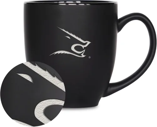 Miniatura 294 de Rico Industries - Taza de cerámica mate negra con grabado láser estándar de 15oz para NCAA (escuelas T & U) - Para bebidas calientes o frías