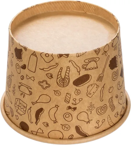 Miniatura 8 de Cedilis Paquete de 50 recipientes de papel con tapas, recipiente de sopa de papel para llevar, vaso desechable de estraza para sopa fría o caliente