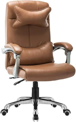 Miniatura 11 de Leather Desk Gaming Chair Height Adjustable Ergonomic High Backrest Office Computer Chairs with Headrest and Lumbar Support for Reception Study Milk