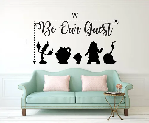 Miniatura 2 de Calcomanía de pared Be Our Guest - La Bella y la Bestia - Lumiere, Mrs Potts, Chip, Cogsworth y Featherduster