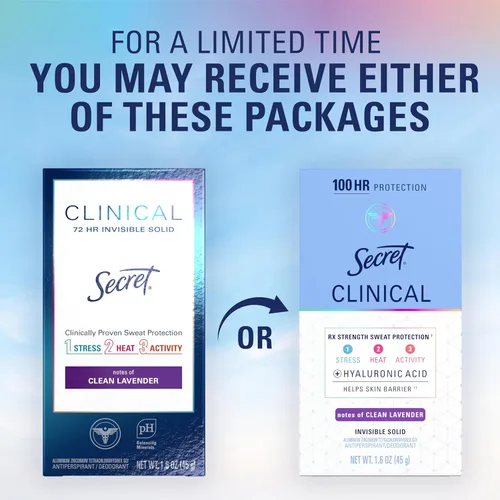 Miniatura 9 de Secret Clinical Strength - Desodorante antitranspirante para mujer, protección contra el estrés 3X, protección contra el sudor y el olor 72 horas