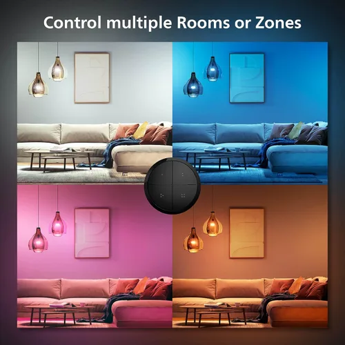 Miniatura 9 de Philips Hue (1) Interruptor de luz de esfera negra con (2) bombillas LED Smart 85W BR30, luz blanca y cambio de color ambiental de color, 1200 LM
