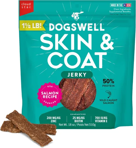 Miniatura 12 de Dogswell Skin & Coat - Golosinas de carne seca para perros, cordero, bolsa de 10 onzas