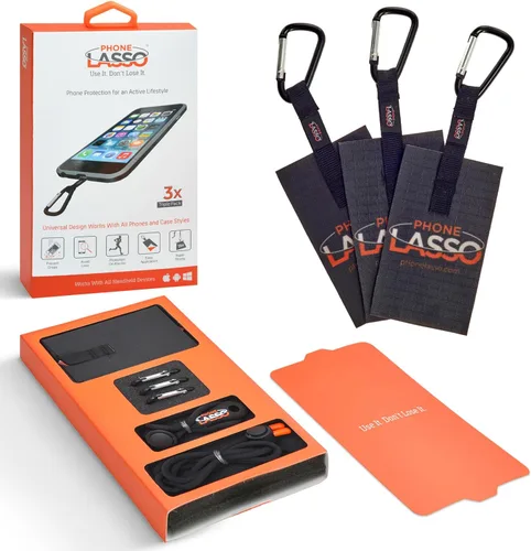 Miniatura 16 de Phone Lasso Paquete de 3 cordones para teléfono celular con correas ajustables para el cuello y la muñeca y 2 parches universales para teléfono