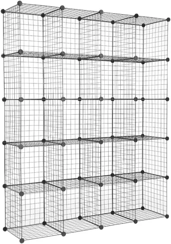 Miniatura 9 de Estante de almacenamiento de rejilla de metal, estante de almacenamiento apilable de rejilla de metal, tamaño de rejilla modular de 14 x 14
