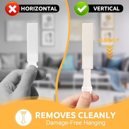 Miniatura 7 de Sinnsally Tiras para Colgar Cuadros Pequeños de Servicio Pesado, 40 Pares (80 Tiras) Ganchos Adhesivos para Cuadros para Paredes Sin Clavos, Sin