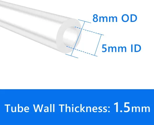 Miniatura 2 de Quickun - Tubo de silicona pura, 5mm ID x 8mm OD; tubo de grado alimentario para alta temperatura, manguera de silicona pura para cerveza casera