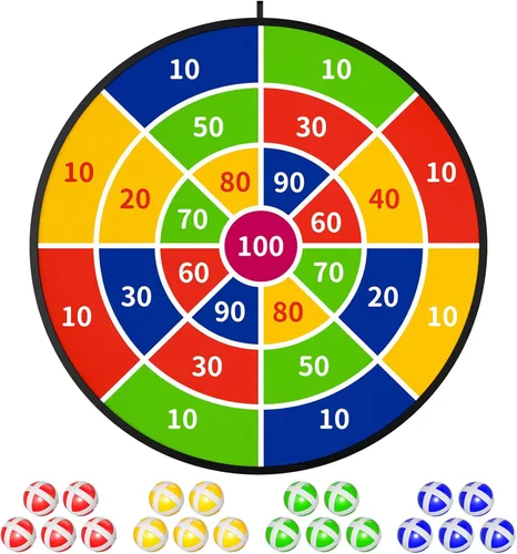TEMI - Tablero de dardos grande de 29 pulgadas para niños, juguetes para niños con 20 bolas, juguetes de juego de fiesta para interiores y