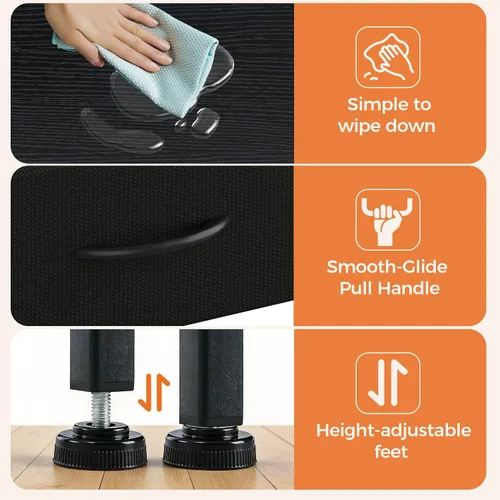 Miniatura 6 de Sweetcrispy - Mesita de noche pequeña con 2 cajones de tela, mesa auxiliar para dormitorio, para mesita de noche de 20 pulgadas de alto para Negro