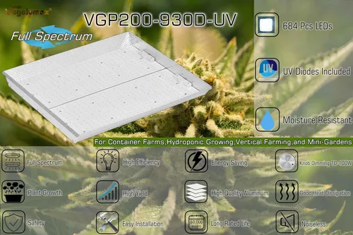 Miniatura 5 de VGP2000 - Luz LED de crecimiento con diodos UV IR real, 200 vatios, 3 x 3, 4 x 4 pies, cobertura solar de espectro completo, lámpara de cultivo LED