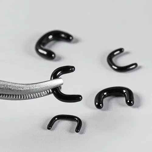 Miniatura 5 de 4 piezas de retenedor de tabique de vidrio 16G 14G 12G 10G 8G, 2 piezas negro y 2 piezas transparente en forma de U con anillos en O para trabajo