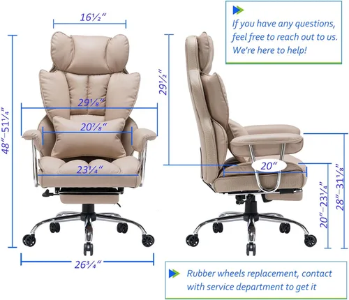 Miniatura 2 de Efomao - Silla ejecutiva de escritorio para oficina, con reposapiés, soporte lumbar y capacidad de carga hasta 400 libras, silla de computadora