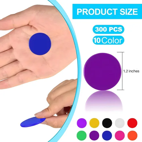 Miniatura 3 de Coopay 10 colores de 1.2 pulgadas de plástico para contadores de aprendizaje, discos de conteo de fichas de bingo para práctica de matemáticas y 300