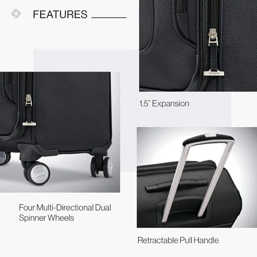 Miniatura 4 de Samsonite Solyte DLX Softside - Equipaje extensible con ruedas giratorias, Negro (Midnight black)), 123568-1548