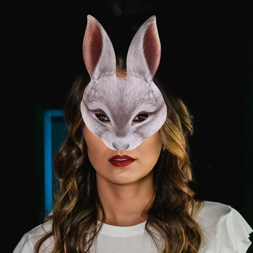 Miniatura 7 de GANAZONO Máscara de conejo de media cara, máscara ligera de Eva con orejas de conejo para Pascua, Halloween, carnaval, disfrazarse