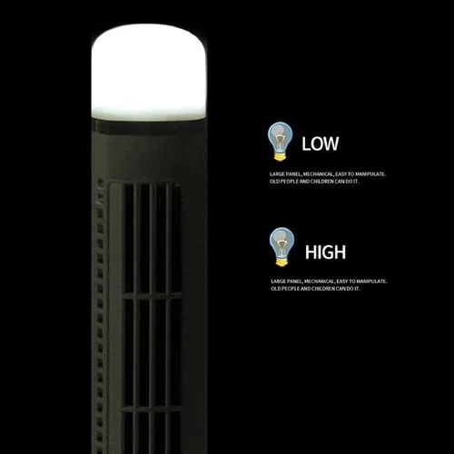 Miniatura 5 de Aramox Ventilador de torre oscilante, ventilador de torre sin aspas, ventilador de escritorio USB oscilante con luz para el hogar, dormitorio, Negro