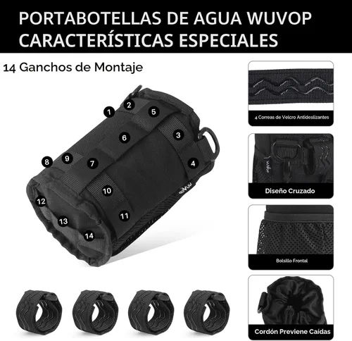Miniatura 4 de WUVOP Soporte para Tazas de Bicicleta, Soporte para Botella de Agua de Manillar para Bicicletas con Bolsillos de Malla, Jaula Universal para Botella