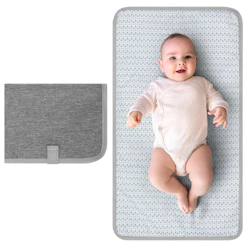 Miniatura 10 de Accmor Cambiador de pañales portátil, tapete cambiador de bebé impermeable, plegable y portátil, cambiador de viaje para bebé, negro