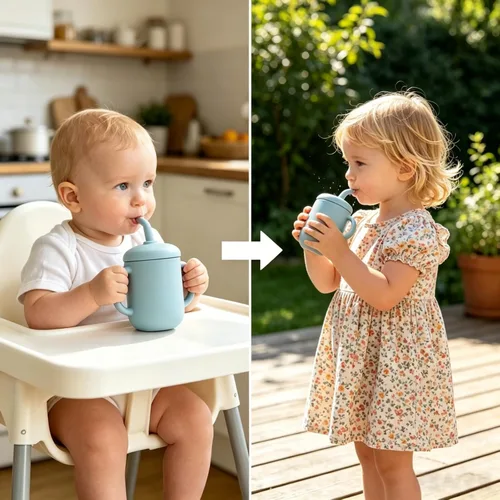 Miniatura 3 de Vasos de entrenamiento de silicona – Taza de entrenamiento para beber y taza de destete abierta para bebés de 6 a 12 meses en adelante, juego de Rosa