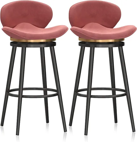 Miniatura 18 de Taburete de bar moderno con Patas de Metal Negro, giratorio de 360 grados, cómodo y tapizado, ideal para el hogar, bar, cocina, isla, comedor o Pub