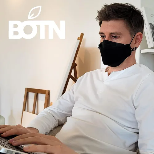Miniatura 5 de BOTN 10 máscaras faciales grandes negras KF94 protectoras y de seguridad para adultos, filtro de 4 capas y diseño 3D, correa ajustable, calidad