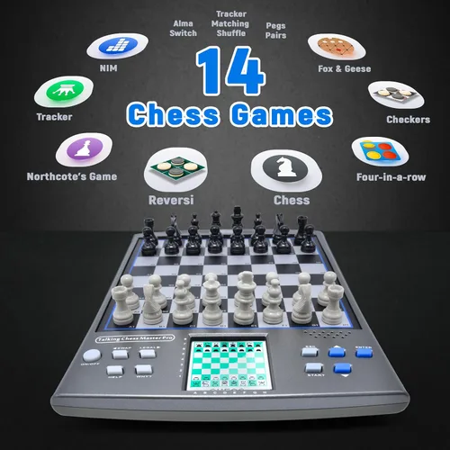 Miniatura 3 de iCore Juego de ajedrez electrónico, tablero de ajedrez para computadora parlante, 100 ejercicios preestablecidos, 5 niveles, 40 famosos